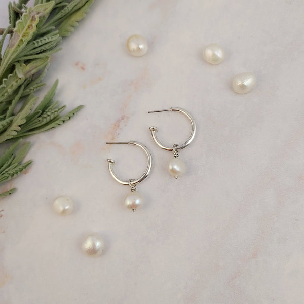 Pearl Charm Hoops Smitted Studio